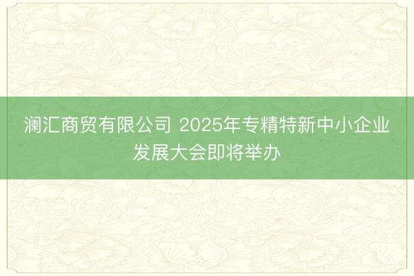 澜汇商贸有限公司 2025年专精特新中小企业发展大会即将举办