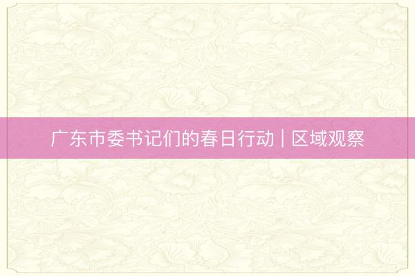 广东市委书记们的春日行动 | 区域观察