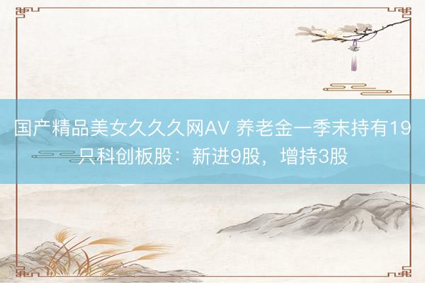 国产精品美女久久久网AV 养老金一季末持有19只科创板股：新进9股，增持3股