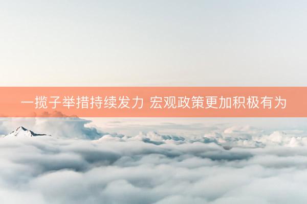 一揽子举措持续发力 宏观政策更加积极有为