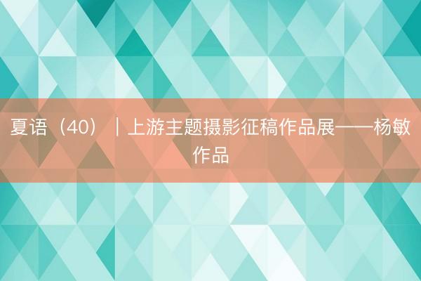 夏语（40）｜上游主题摄影征稿作品展——杨敏作品