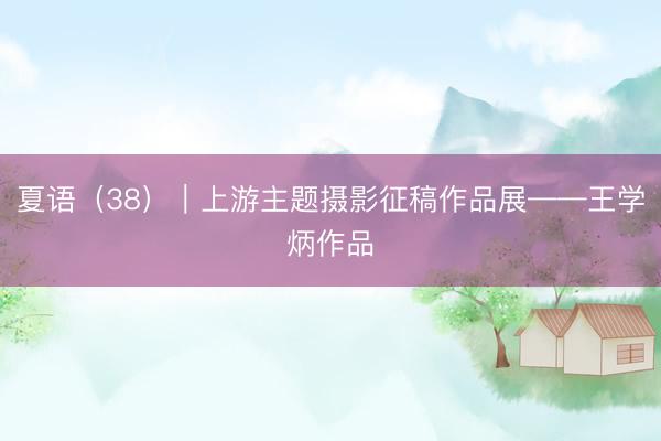 夏语（38）｜上游主题摄影征稿作品展——王学炳作品