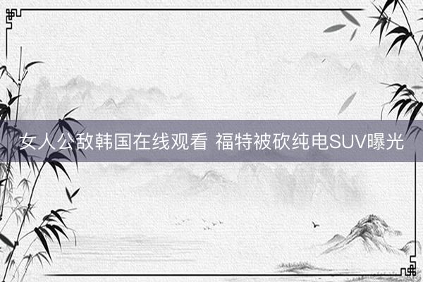 女人公敌韩国在线观看 福特被砍纯电SUV曝光