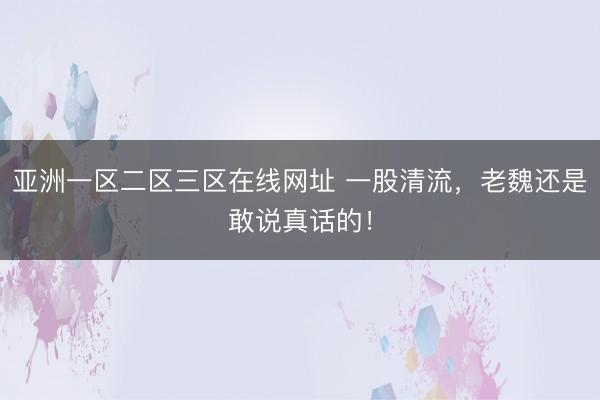 亚洲一区二区三区在线网址 一股清流，老魏还是敢说真话的！