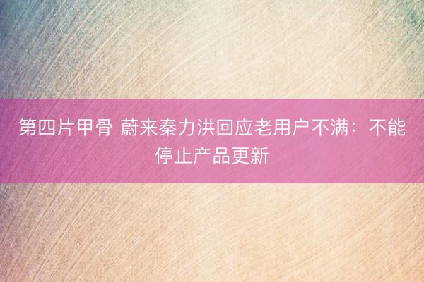 第四片甲骨 蔚来秦力洪回应老用户不满：不能停止产品更新