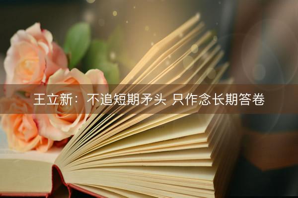 王立新：不追短期矛头 只作念长期答卷