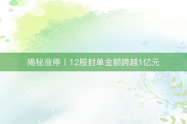 揭秘涨停丨12股封单金额跨越1亿元