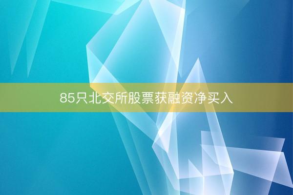85只北交所股票获融资净买入