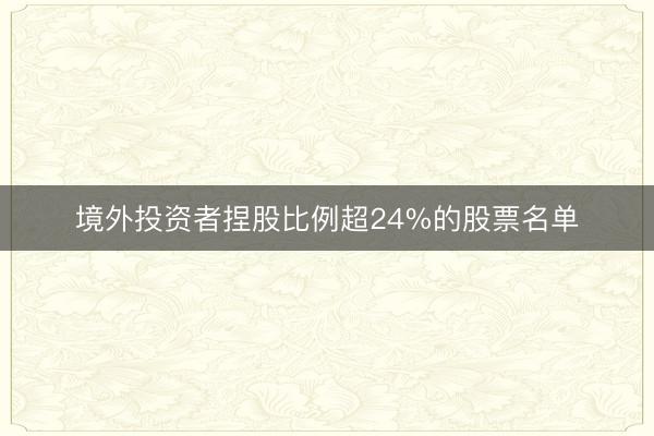 境外投资者捏股比例超24%的股票名单