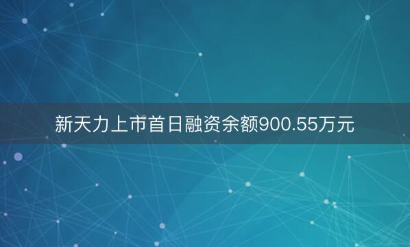 新天力上市首日融资余额900.55万元