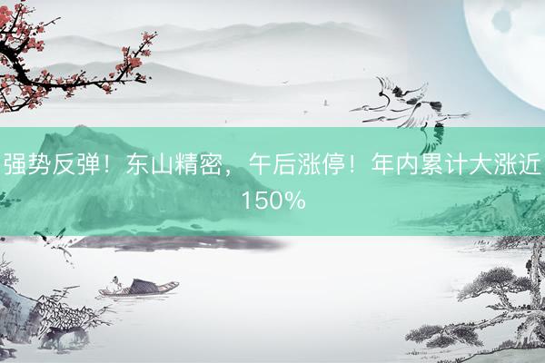 强势反弹！东山精密，午后涨停！年内累计大涨近150%