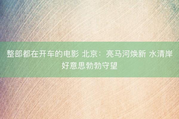 整部都在开车的电影 北京：亮马河焕新 水清岸好意思勃勃守望
