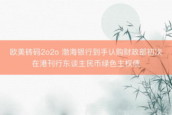 欧美砖码2o2o 渤海银行到手认购财政部初次在港刊行东谈主民币绿色主权债