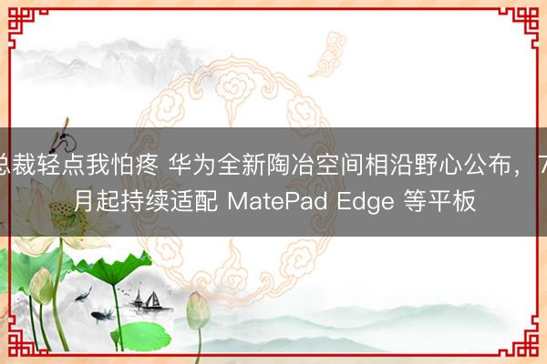 总裁轻点我怕疼 华为全新陶冶空间相沿野心公布，7 月起持续适配 MatePad Edge 等平板