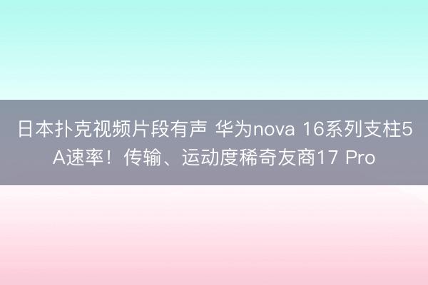 日本扑克视频片段有声 华为nova 16系列支柱5A速率！传输、运动度稀奇友商17 Pro