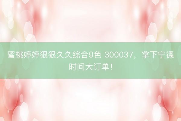 蜜桃婷婷狠狠久久综合9色 300037,拿下宁德时间大订单!