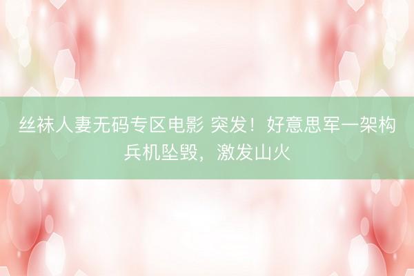 丝袜人妻无码专区电影 突发!好意思军一架构兵机坠毁,激发山火