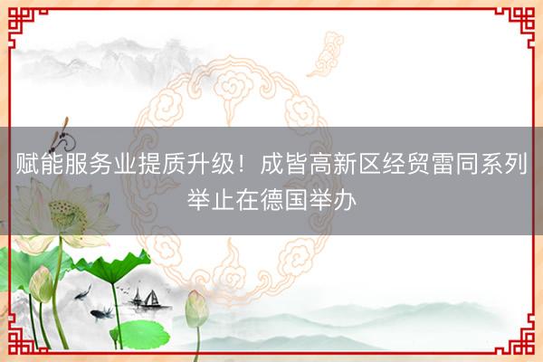 赋能服务业提质升级！成皆高新区经贸雷同系列举止在德国举办