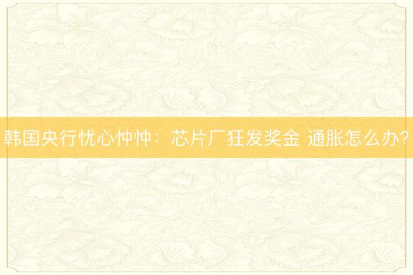 韩国央行忧心忡忡：芯片厂狂发奖金 通胀怎么办？