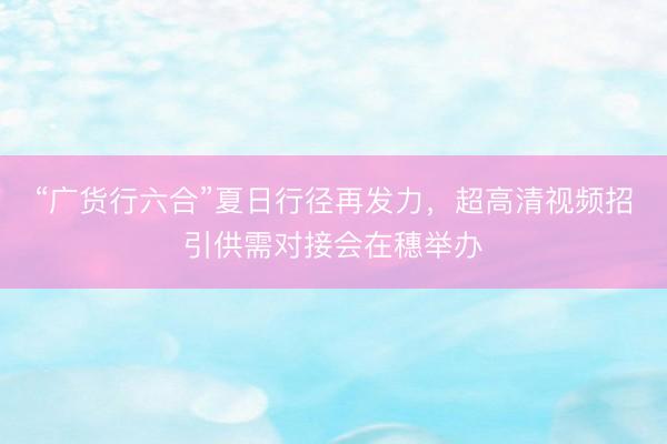 “广货行六合”夏日行径再发力，超高清视频招引供需对接会在穗举办